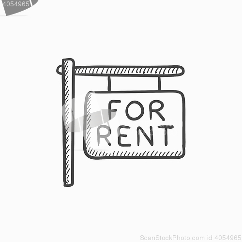 Image of For rent placard sketch icon.