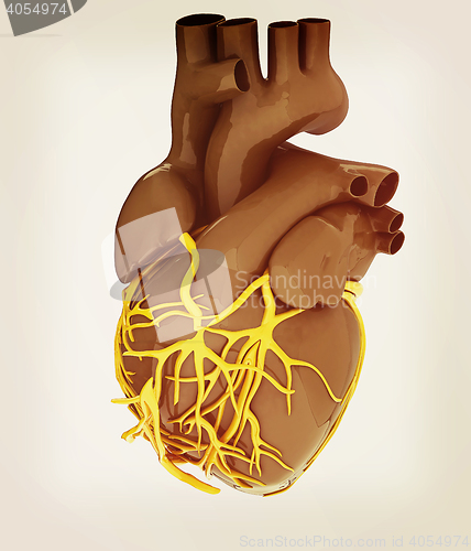 Image of Human heart. 3D illustration. Vintage style.