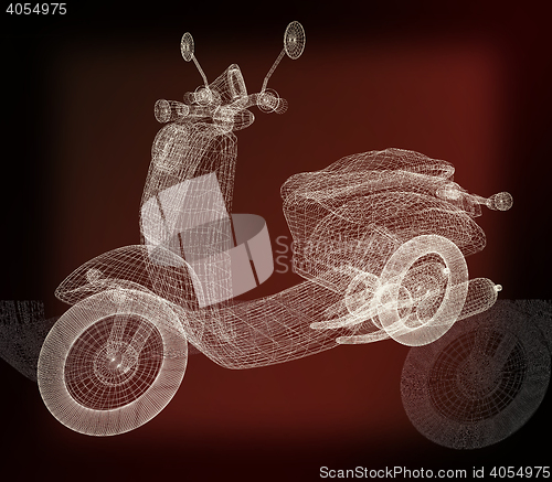 Image of Vintage Retro Moped. 3d model. 3D illustration. Vintage style.