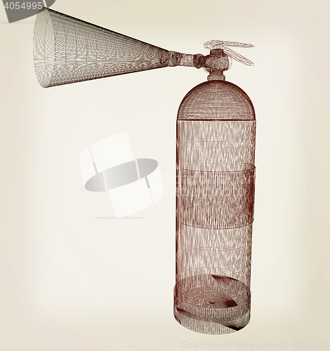 Image of fire extinguisher. 3D illustration. Vintage style.