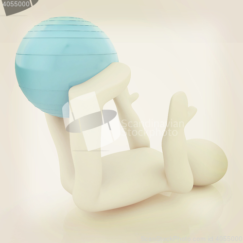 Image of 3d man exercising position on fitness ball. My biggest pilates s