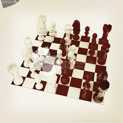 Image of Chess. 3D illustration. Vintage style.