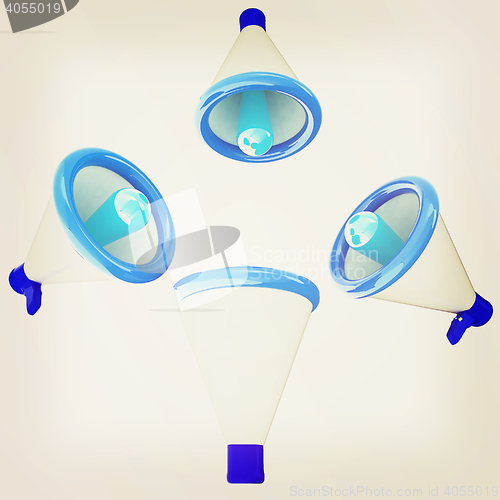 Image of Loudspeakers as announcement icon. Illustration on white . 3D il