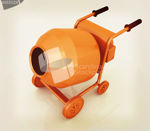 Image of Concrete mixer. 3D illustration. Vintage style.