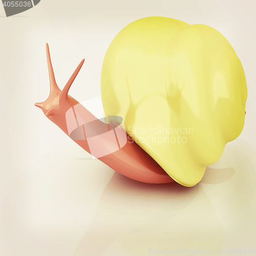 Image of 3d fantasy animal, snail on white background . 3D illustration. 