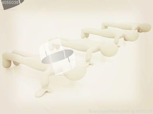 Image of 3d man isolated on white. Series: morning exercises - making pus