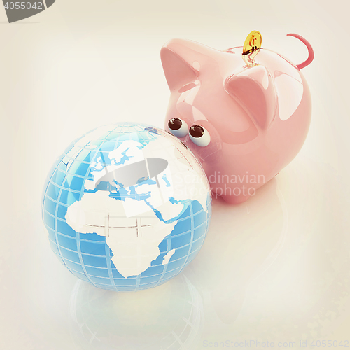 Image of global saving . 3D illustration. Vintage style.