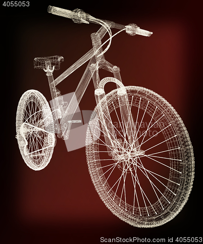 Image of bicycle as a 3d wire frame object isolated. 3D illustration. Vin