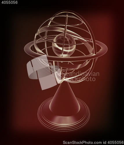 Image of Terrestrial globe model . 3D illustration. Vintage style.