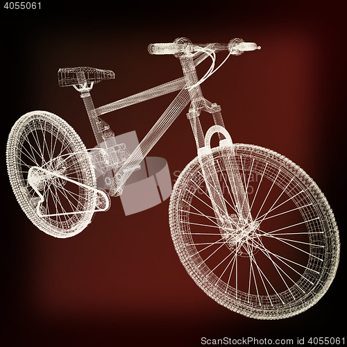 Image of bicycle as a 3d wire frame object isolated. 3D illustration. Vin