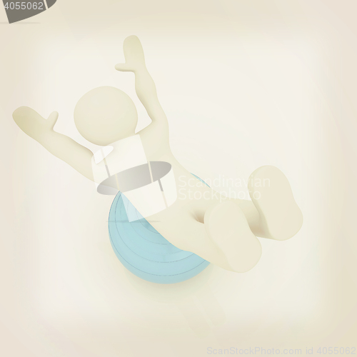 Image of 3d man exercising position on fitness ball. My biggest pilates s