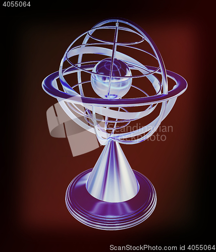 Image of Terrestrial globe model . 3D illustration. Vintage style.