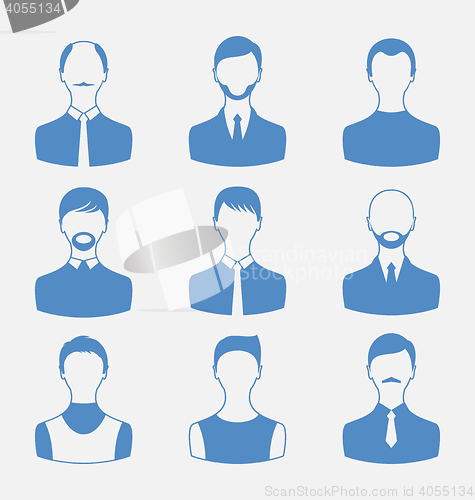 Image of Avatars set front portrait of males isolated on white background