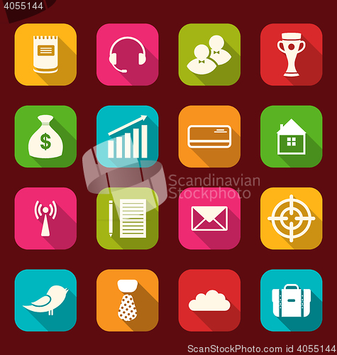 Image of Collection simple flat icons of business and financial items, wi