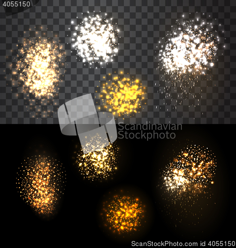 Image of Festive set firework bursting various shapes sparkling
