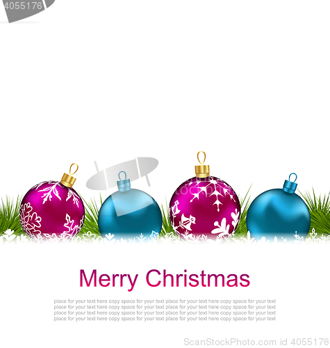 Image of Christmas Greeting Card with Colorful Glass Balls