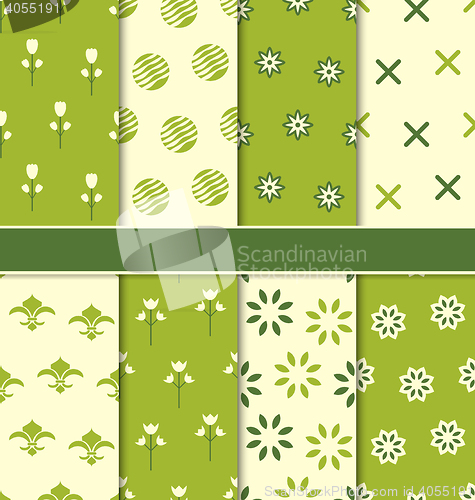 Image of Collection of 8 Seamless Abstract Floral Ecologic Pattern