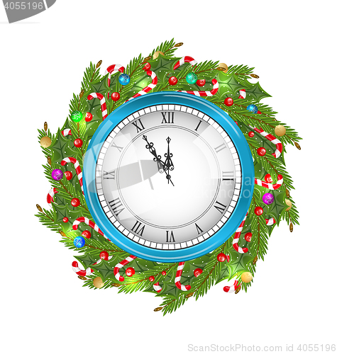 Image of Christmas Wreath with Clock