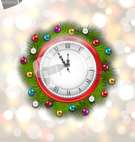 Image of Christmas Wreath with Clock
