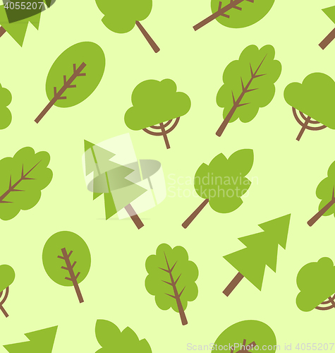 Image of Seamless pattern with different trees in flat style