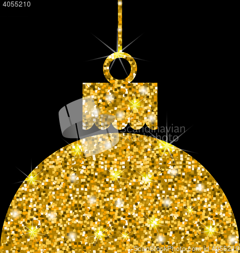 Image of Christmas Ball with Golden Sparkle Surface