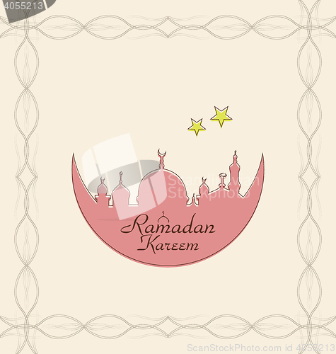 Image of Creative Celebration Card with Architecture for Ramadan Kareem