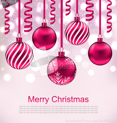 Image of Christmas Beautiful Background with Ball