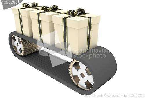 Image of conveyer belt and gifts