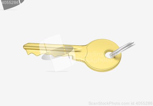 Image of gold key with silver ring