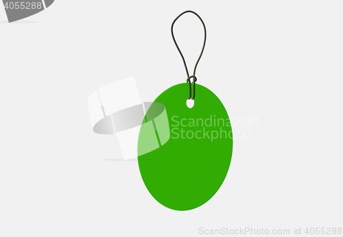 Image of green blank price tag with string