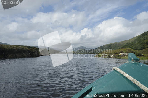 Image of Wooden boat on the lake