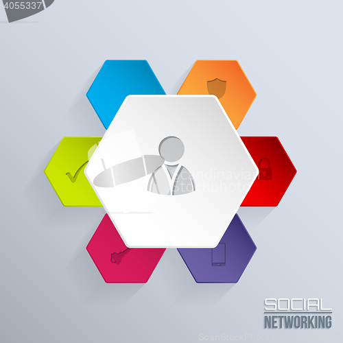 Image of Social network badge with icons