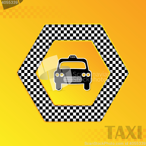 Image of Checkered taxi background with cab silhouette in center
