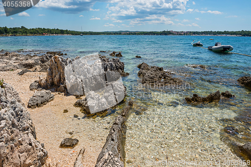 Image of Pathway on the beautiful rocky beach in Istria