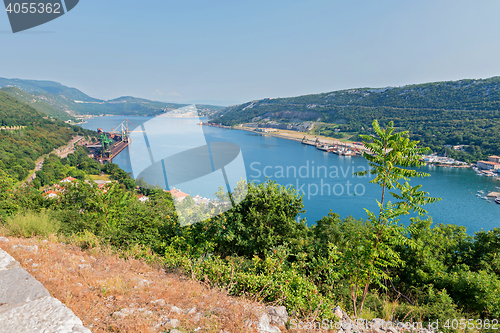 Image of Aerial panoramic view to the seaport in Croatia