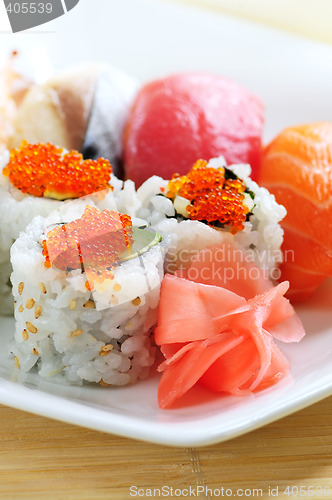 Image of Sushi and california rolls