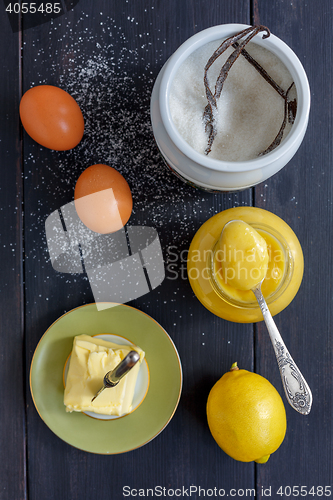 Image of Lemon custard. Ingredients for cooking.