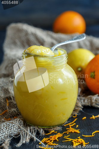 Image of Lemon custard close up.