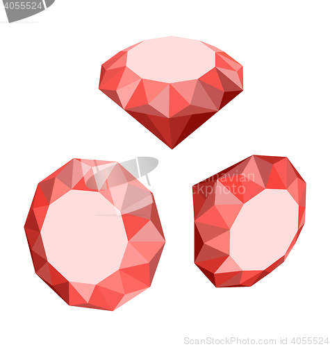 Image of Flat Icon of Set Diamond, Three-dimensional Design