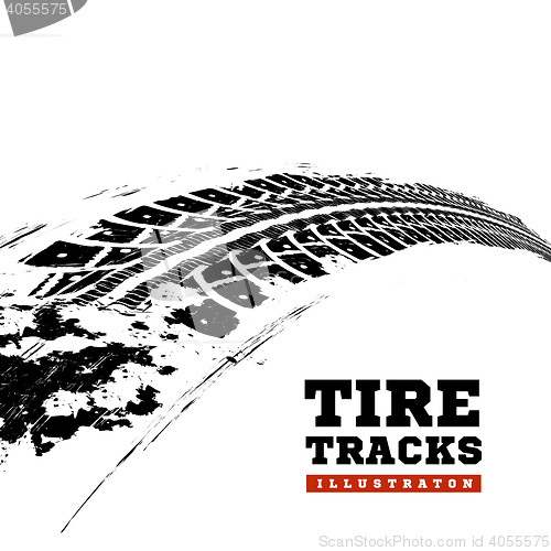 Image of Tire tracks on white