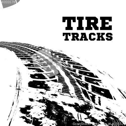 Image of Tire tracks on white
