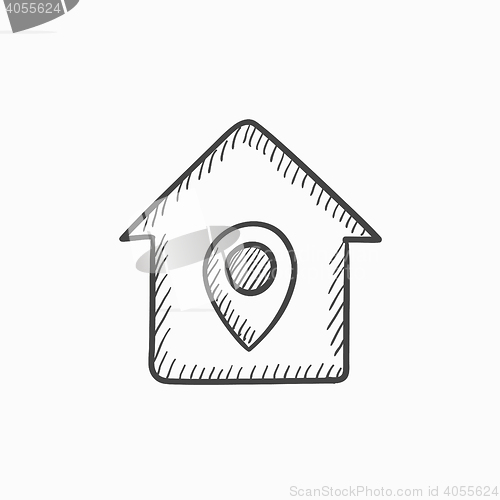 Image of House with pointer sketch icon.