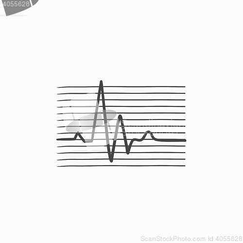Image of Heart beat cardiogram sketch icon.