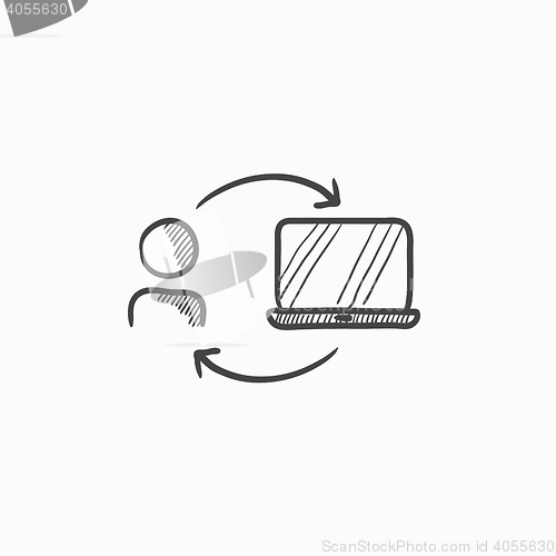 Image of Online education sketch icon.