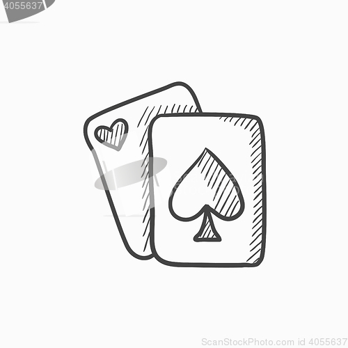 Image of Playing cards sketch icon.