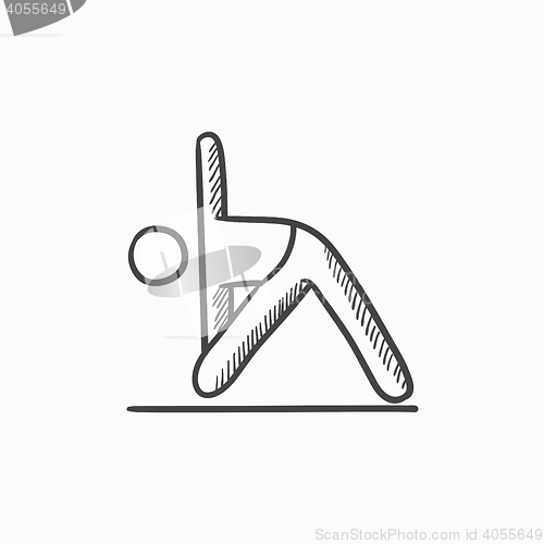 Image of Man practicing yoga sketch icon.