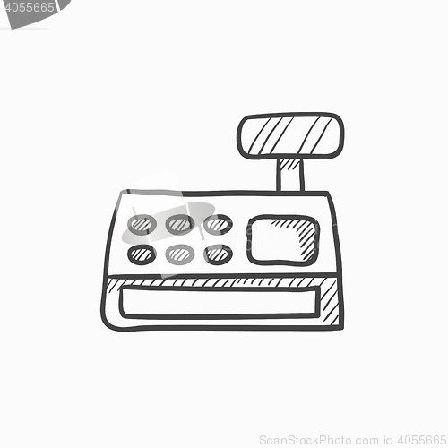 Image of Cash register machine sketch icon.