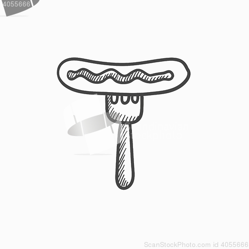 Image of Sausage on fork sketch icon.