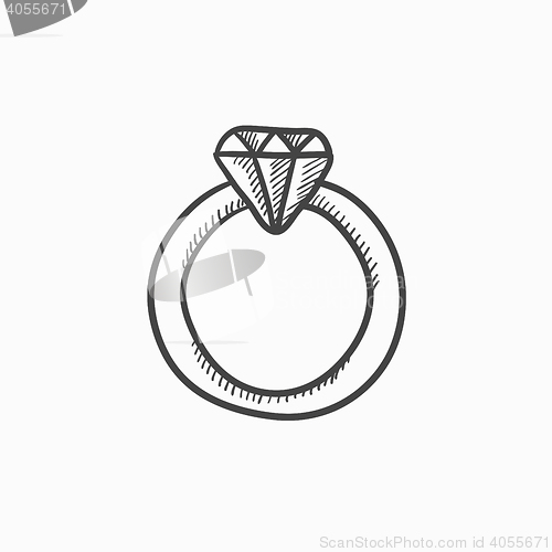 Image of Diamond ring sketch icon.