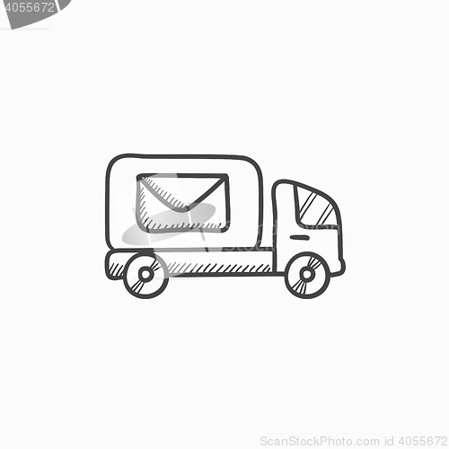 Image of Mail van sketch icon.